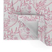 Toile cats wallpaper pink