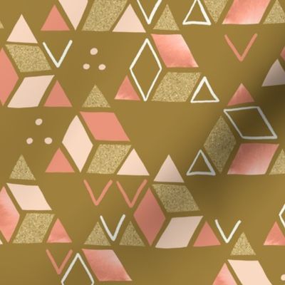 Playful Triangles Gold and Pink