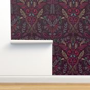 Colorful Red and Purple Damask Inspired