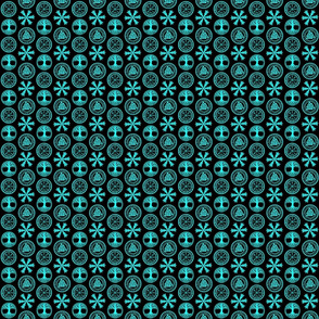 Vikings turquoise on black 2x2