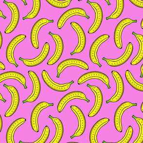 banana for scale on pink