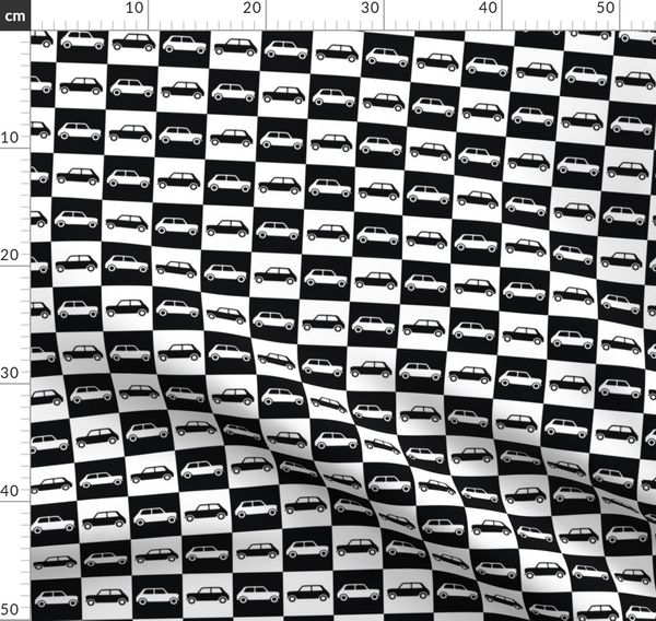 Mini Cooper Checkerboard - Black & White - Spoonflower