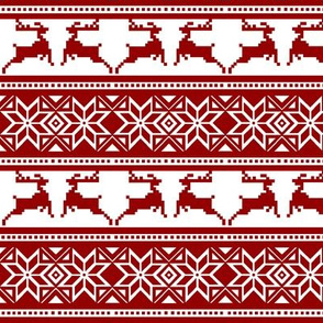 Christmas Scandinavian Folk In Christmas Red On White