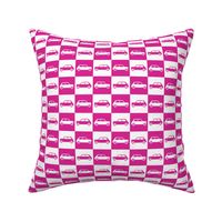 Mini Cooper Checkerboard - Bright Pink & White