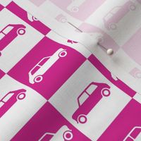 Mini Cooper Checkerboard - Bright Pink & White