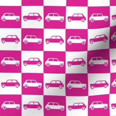 Mini Cooper Checkerboard - Bright Pink & White