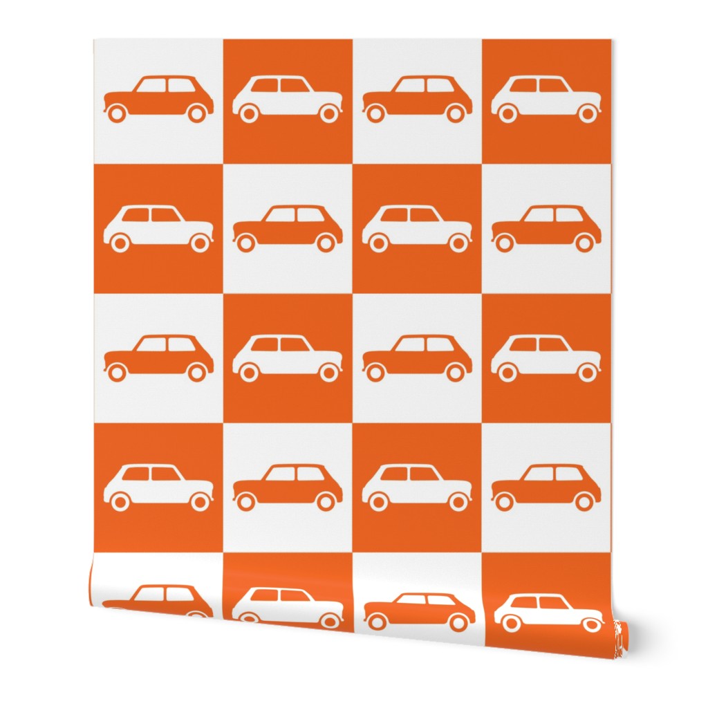 Mini Cooper Checkerboard - Orange & White