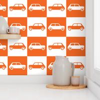 Mini Cooper Checkerboard - Orange & White