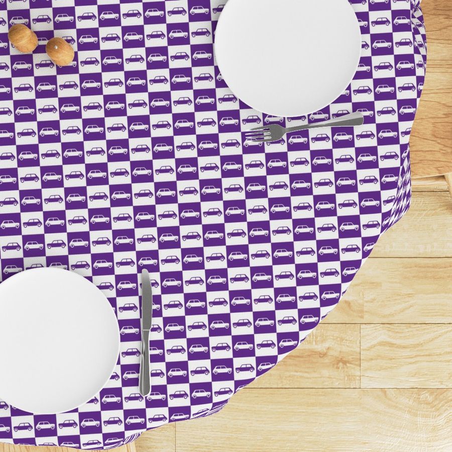 Mini Cooper Checkerboard - Purple & White