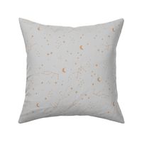 Astrophysics stars and moon boho zodiac universe science design nursery neutral gray ochre yellow