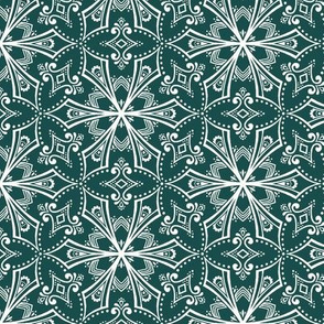 Resplendent Horizons: Garden Party -  White on Dark Green