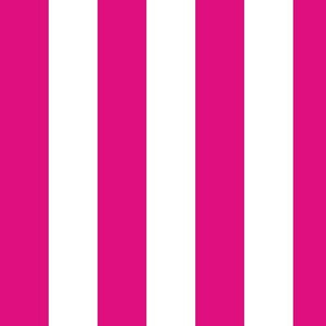 Large Magenta Awning Stripe Pattern Vertical in White