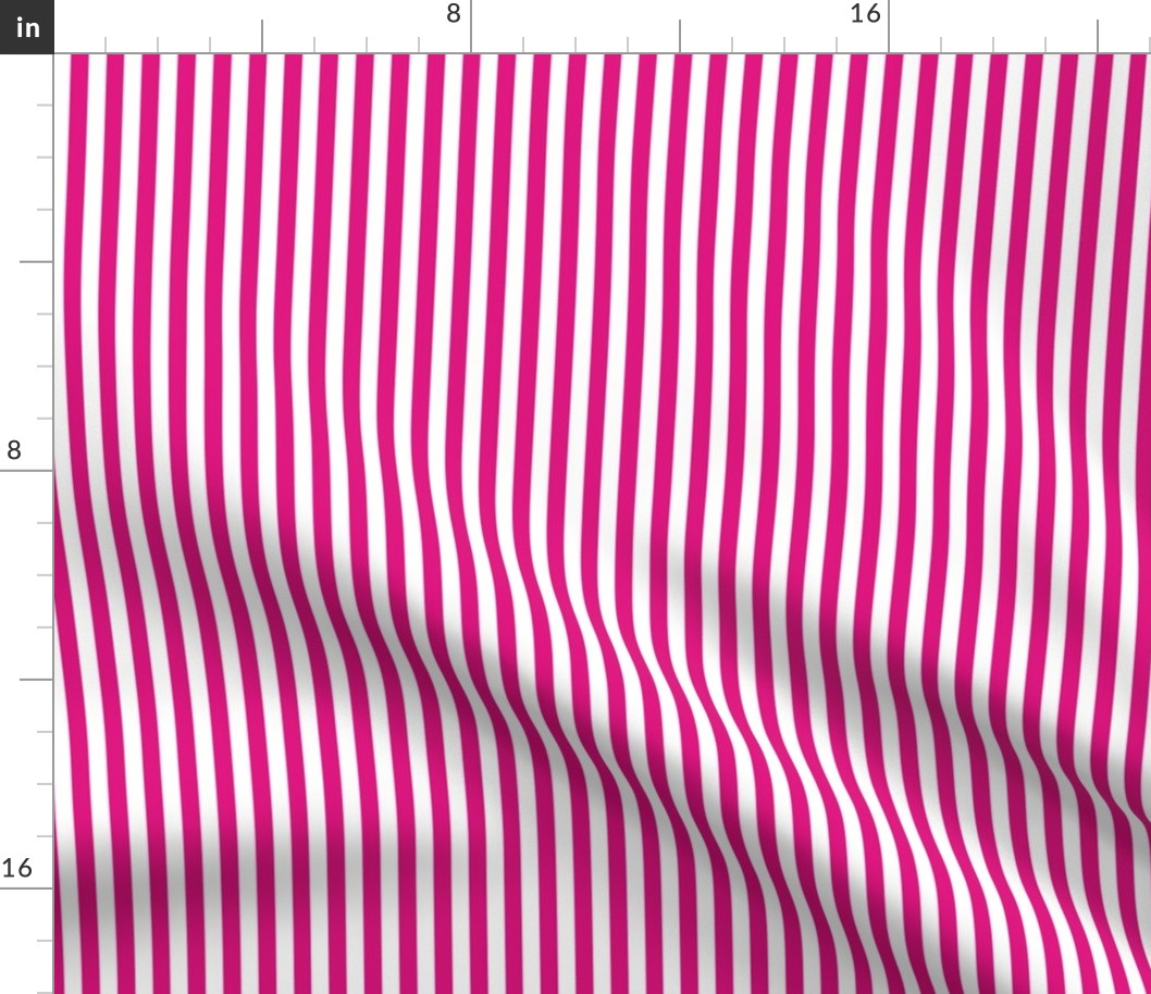 Magenta Bengal Stripe Pattern Vertical in White