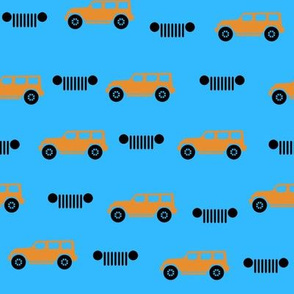 Orange Jeep Blue Background