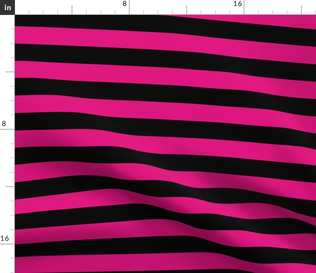 Large Magenta Awning Stripe Pattern Horizontal in Black