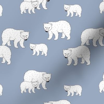 Sweet Scandinavian wild arctic white polar  bear mountains neutral nature kids pattern cool blue