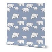 Sweet Scandinavian wild arctic white polar  bear mountains neutral nature kids pattern cool blue