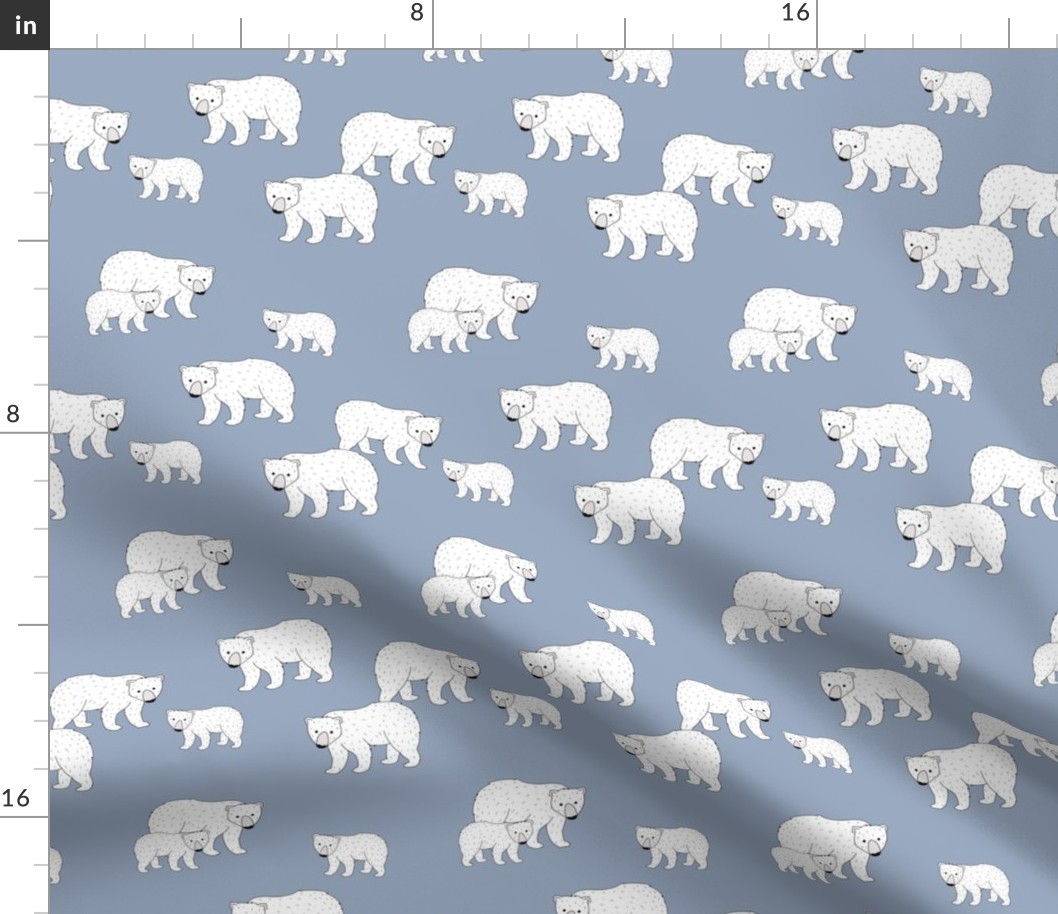 Sweet Scandinavian wild arctic white polar  bear mountains neutral nature kids pattern cool blue