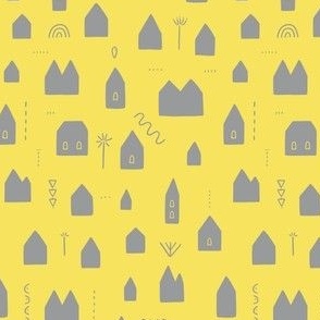 Grey yellow house pattern