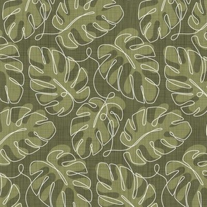 Monstera Continuous Line - Green_50Size
