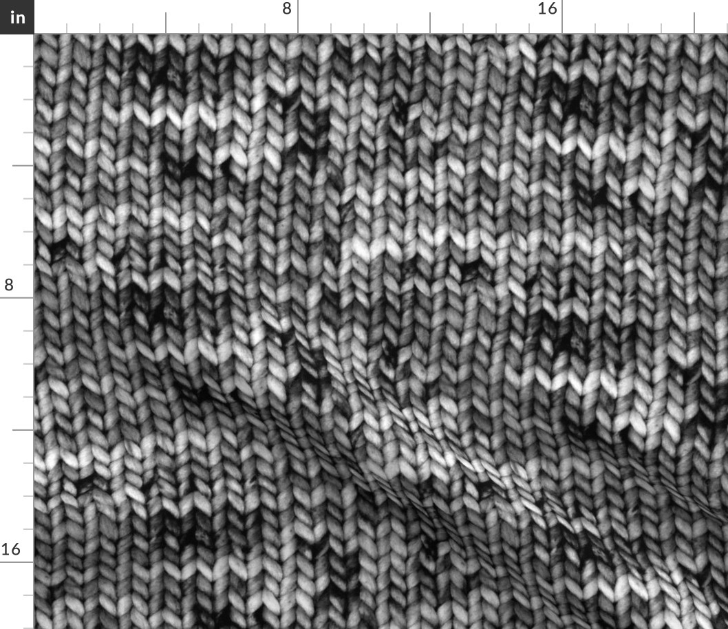 Chunky speckled stockinette stitch - high contrast black and white