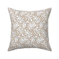 Monstera Continuous Line - White Beige_50Size