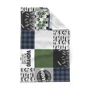 Grandpa//Mustache/Wheat Green&blue - Wholecloth Cheater Quilt - Rotated