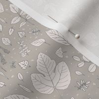 Illustrated Leaves, Gray