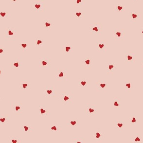 tossed little red love hearts on pink - cute valentines day