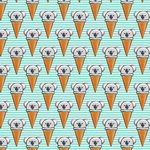 (1.5" scale) koala icecream cones - aqua stripes C20BS