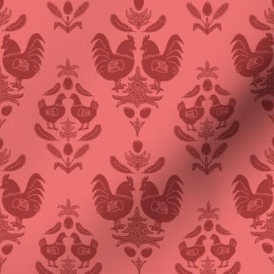 chicken damask reds large