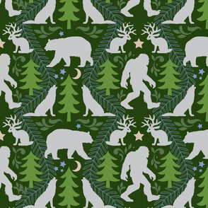 Bigfoot Forest Damask in Green