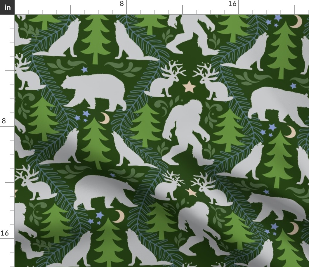 Bigfoot Forest Damask in Green