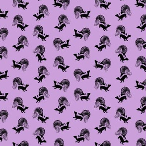 Vintage Skunks with a Lilac Purple Background (Mini Scale) 