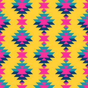 Boho colorful Aztec yellow pink teal blue
