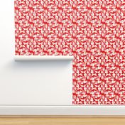 Electric Guitar Pattern in White with a Red Background (Small Scale)