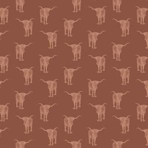 Western Texas Longhorn Bull in Rustic Brown Colors (Mini Scale) 