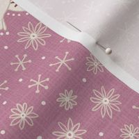 l - birds on mauve pink - Nr.5. Coordinate for Peaceful Forest - 18"x9" as fabric / 24"x12" as wallpaper