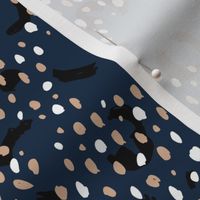 Leopard spots and cheetah dots animal print boho style neutral nursery navy blue ginger white