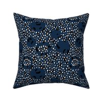 Leopard spots and cheetah dots animal print boho style neutral nursery navy blue ginger white