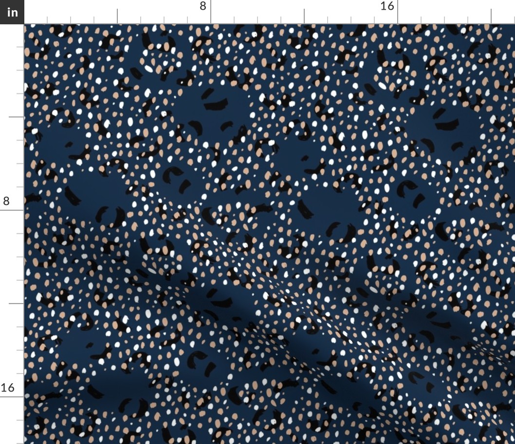 Leopard spots and cheetah dots animal print boho style neutral nursery navy blue ginger white