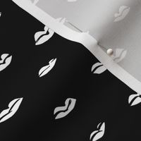 Kiss me messy lips paper cut style patten valentine's day print monochrome black and white