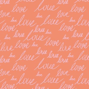 Love for lovers handwritten text for Valentine's day romantic typography script orange pink