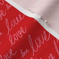 Love for lovers handwritten text for Valentine's day romantic typography script hot red pink