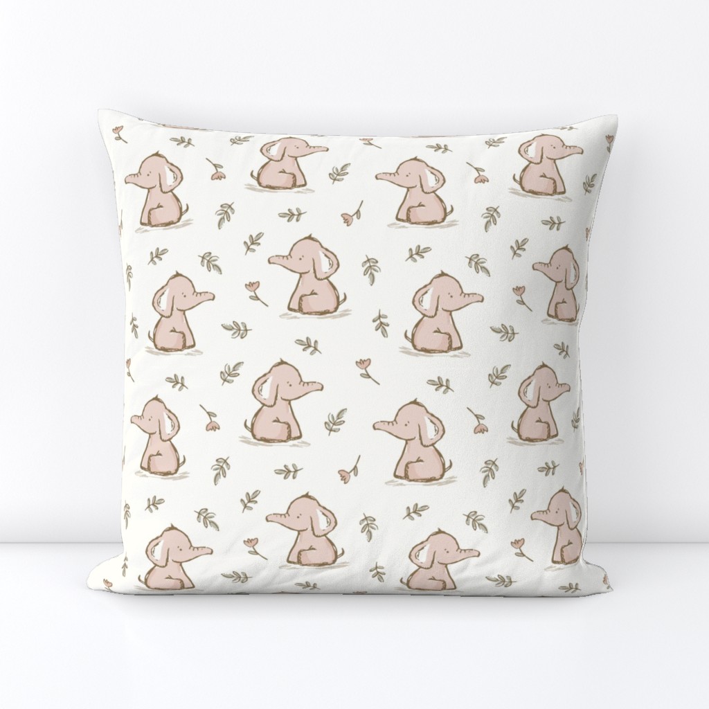 Pink, baby girl, Elephant, nursery, pink flowers