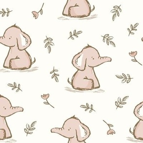 Pink, baby girl, Elephant, nursery, pink flowers