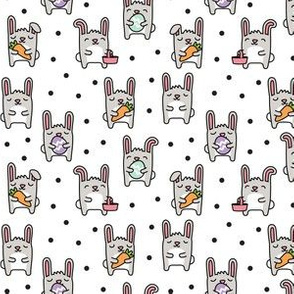 (small scale) Cute Bunnies - easter bunny - black polka dots - LAD20