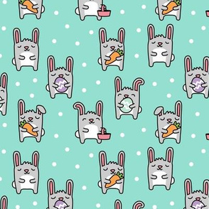 Cute Bunnies - easter bunny - teal - LAD20