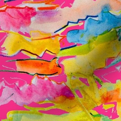 Alexia's Rainbow Watercolor // Hot Pink