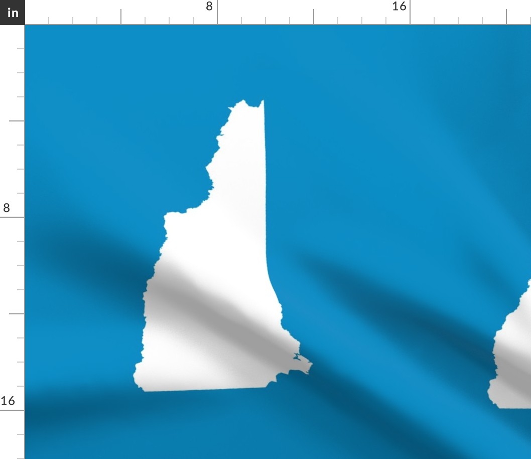 New Hampshire silhouette, 14x18" blocks, white on bright blue